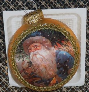 Krebs Santa on Silk St Nick 1912 Christmas Ornament Gold Glitter 1993