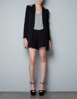Zara Black Blazer with Spikes on Shoulders New 2012 Size M