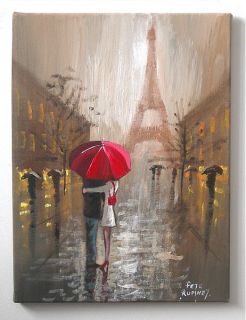 Pete Rumney Paris Eiffel Tower France Buy Original Red Umbrella Art