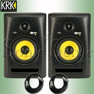 KRK RP8 G2 Rokit 8 RP RP8G2 Studio Monitor Speakers XLR Cables New 2yr
