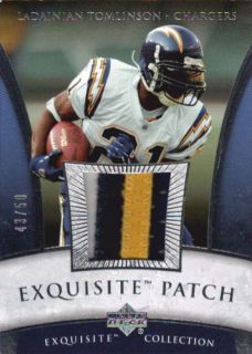 LaDainian Tomlinson 2006 UD Exquisite 3 CLR Game Used Logo Patch 43 50