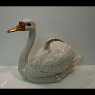 Box Jewelry Tobacco Figurine Swan Bird Wildlife Art Deco Style Art