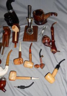 Estate Pipes Lot Used La Savinelli Wardleigh etc with Stands and