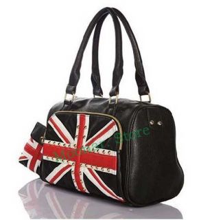 PU Leather Rivet UK Flag Purse Handbag Shoulders Bag for Ladies