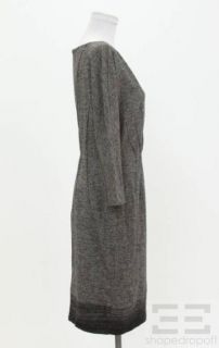 La Perla Gray Wool Black Lace Applique Sheath Dress Size 44