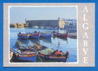 Portugal ALGARVE Lagos Castle Fortress Boats Postcard
