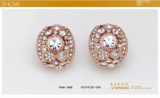 GP Rose Gold Swarovski Crystal Cruve Huggie Earrings Laday Gift