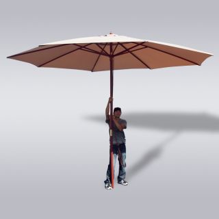 13 ft Feet Wooden Beige Outdoor Patio Umbrella Wood Deck Gazebo Sun