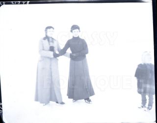 Antique Negatives Lakeville PA Skaters Stanhope Huge Sleigh Women The
