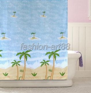 Modern Landscape Coco Tree Design Bathroom Fabric Beautiful Shower
