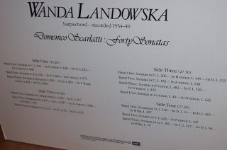 Wanda Landowska 1934 40 Scarlatti 40 Sonatas 70s Seraphim Two LP Set