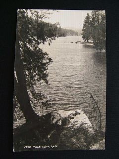 Old RPPC Linen Postcard Huntington Lake California CA