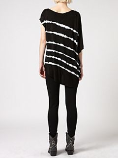 Label Lab Striped oversize asymmetric tee Black & White   