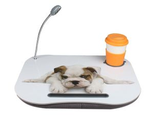 New Portable Cute Dog Laptop Lap Desk w LED Light Drink Holder Foam