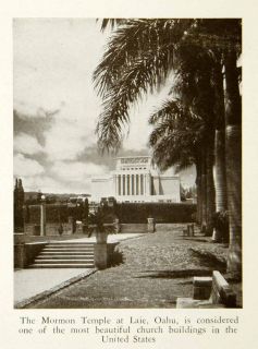 1937 Print Mormon Temple Laie Oahu Church Historical Landmark Image
