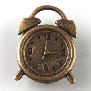 50x Antique Bronze Charms Clock Pendants Fit Necklaces Bracelets 17mm