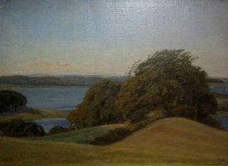 Rud Petersen 1871 1961 Rolling Hills in Lake Landscape