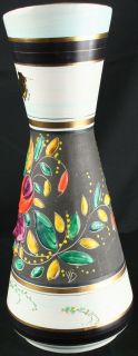 Vintage Hand Painted Belgian Majolica Vase by Bequet with Flowers in