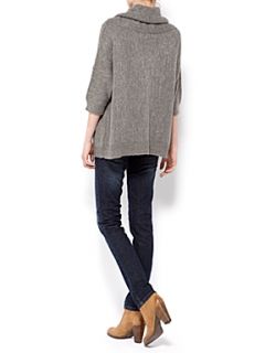 Linea Weekend Cowl neck jumper with cable detail Grey   