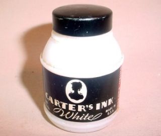 Vintage White Carters Ink Bottle Cameo Silhouette Label Milk Glass