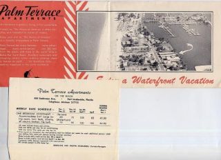Apartments Brochure & Rate Schedule Fort Lauderdale Florida 1950s