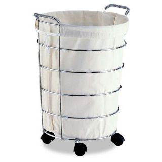 Chrome Laundry Hamper Wire Basket Cart w Canvas Bag