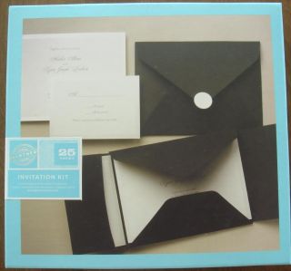 25 Gartner Wedding Invitations White w Black Envelope