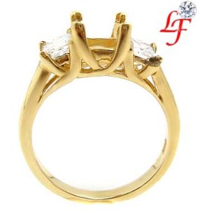 12 Princess Cut Pre Set 3 Stone Diamond Ring Mounting