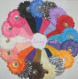 Wholesale Lot of 17 Crochet Headbands with Daisy Flower Hairbows