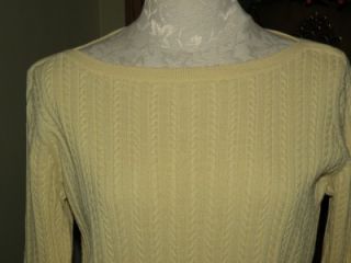 Lauren Ralph Lauren Plus 1x 16W 18W Yellow Cable Cotton Knit Pullover