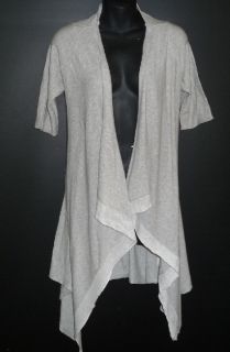 Laurie B Gray Long Asymmetrical Cardigan Sweater Jacket New M 8 10