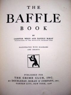 The Baffle Book by Lassiter Wren Randle McKay 1928 HC The Crime Club