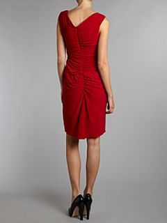 Adrianna Papell Evening Short side ruched brooch dress Red   
