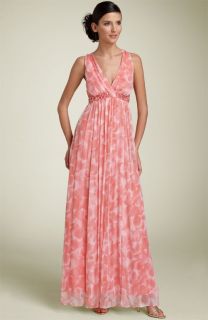 Laundry by Shelli Segal Silk Chiffon Gown with Beaded Waist