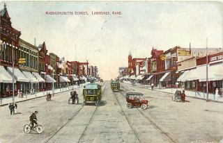 KS Lawrence Massachusetts Street mailed 1910 K22797