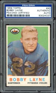 1959 Topps 40 Bobby Layne Autographed PSA DNA
