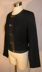 CAbi Carol Anderson Black Rayon Knit Collarless Jacket Size Medium