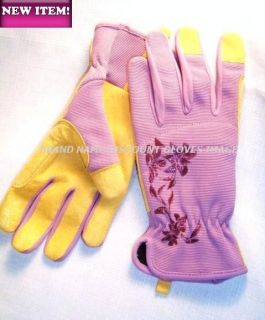 ERGONOMIC WASHABLE Purple Stretch Syn Leather GRIP Garden Gloves S M L