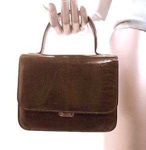 Lederer de Paris Vintage Deep Brown Lizard Hand Bag