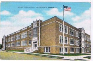 Leavenworth Kansas Postcard Senior High School East Jr