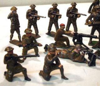 15 Britains J Hill Co Lead Khaki British US Infantry in Steel Helmets