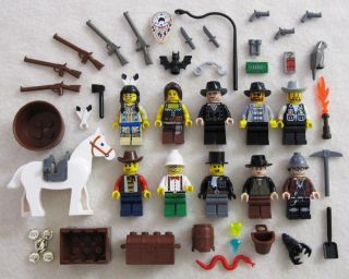 10 LEGO COWBOY & INDIAN MINIFIG LOT wild west figures guys minifigures