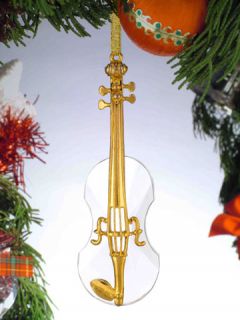 Nice Miniature Crystal Violin Christmas Tree Ornament New Box