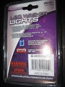 New Purple LED Windshield Washer Nozzles Pair Lights