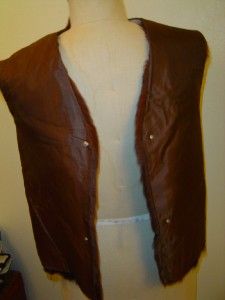 Vintage Leppert Roos Brown White Genuine Fur Vest L