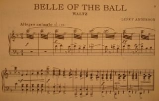 Old 1951 Belle of The Ball Sheet Music Leroy Anderson
