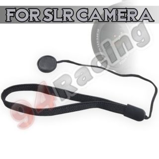 Black Lens Cap Keeper Holder Cord Leash for SLR Camera