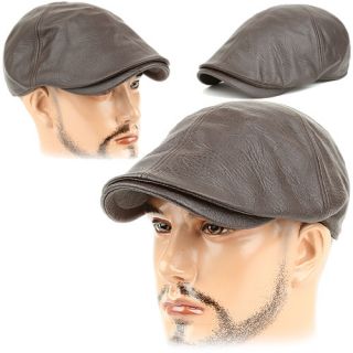 Beret Gatsby Cabbie Flat Cap Hat Lew Brown Wood Leather Style