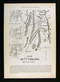 Leslie Civil War Print Map   Gettysburg Battle Field & Positions