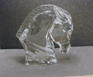 Crystal Horse Head Sculpture Signed Tauni de Lesseps French Fabulous